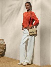2pcs / NEW // BRIGHT ORANGE PULLOVER LONG SLEEVE LS CN CABLE