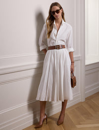 Arnav pleated skirt in linen mix - Offwhite