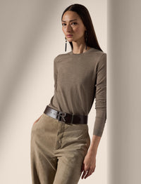Pull col rond en cachemire - Dark Truffle Melange