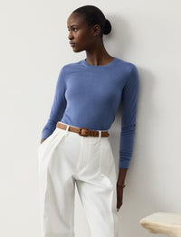 Pull col rond en cachemire - Cornflower