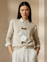 Pull Polo Bear torsadé en soie - Champagne