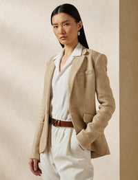 Kayli tweed herringbone jacket - Camel & Tan