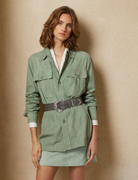 Veste-chemise Isla en cuir - Spring Sage