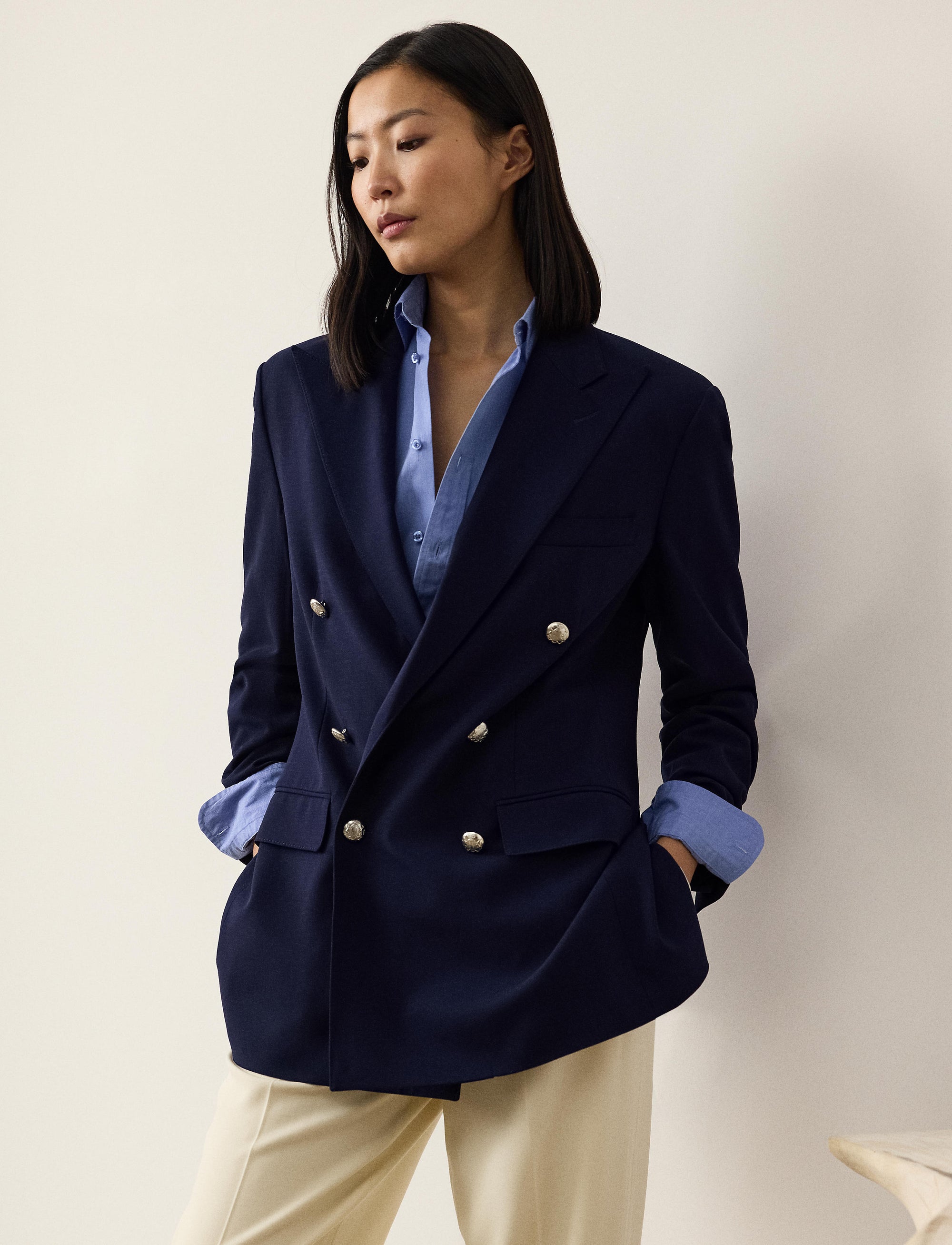 Veste Shelden en crêpe de laine - Lux Navy