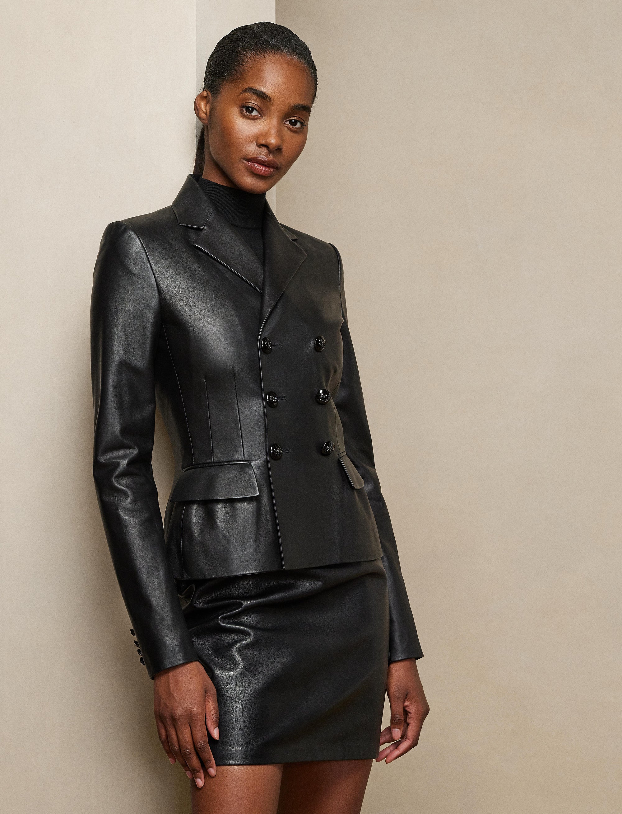 Veste Madelena en cuir - Black