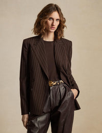 Veste Safford en laine milleraies - Brown & Cream