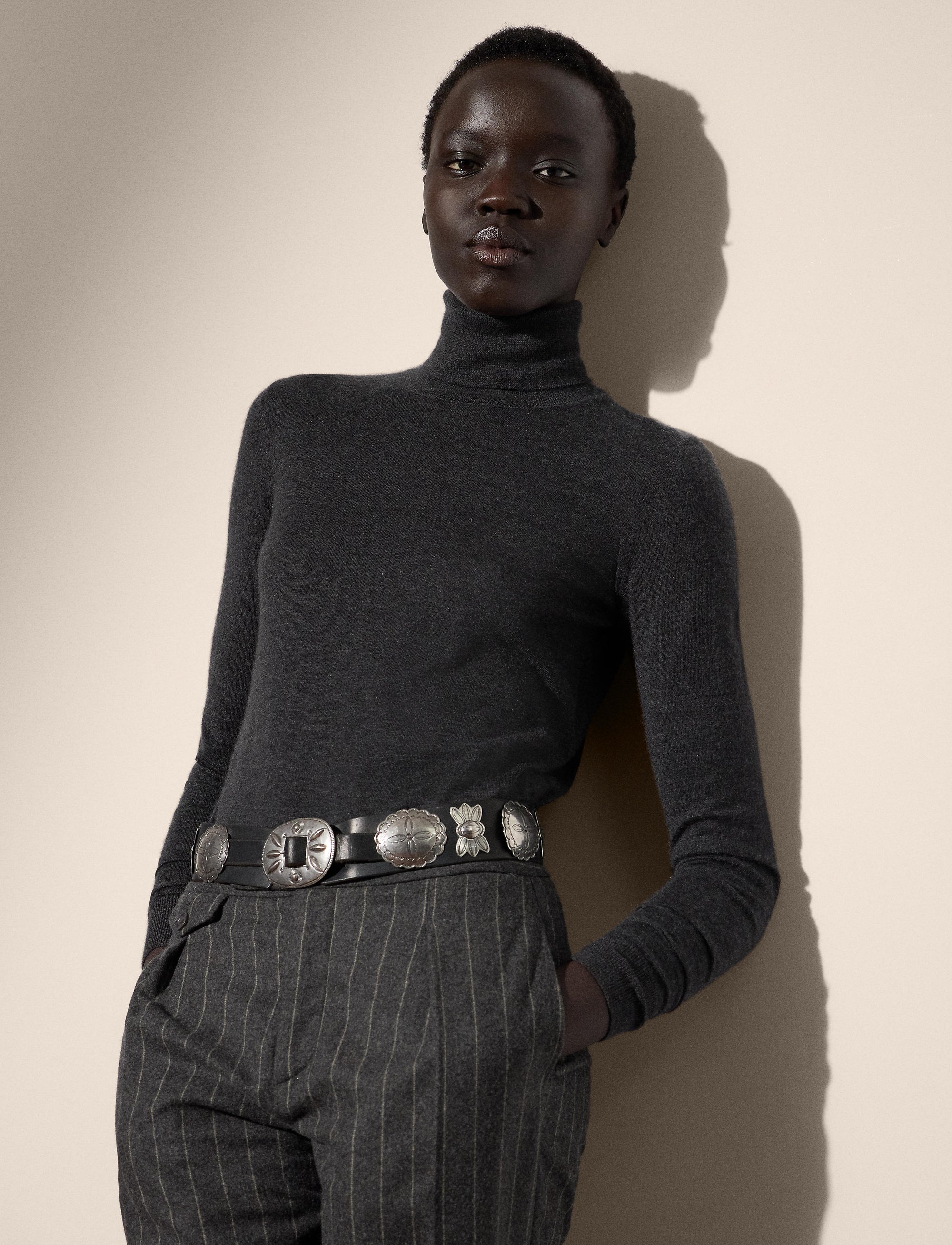 Cashmere turtleneck jumper - Medium Grey Melange