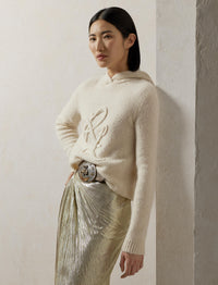 RL hooded jumper in curly cashmere - Lux Cream
