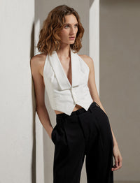Gilet Cadie en piqué de coton - White