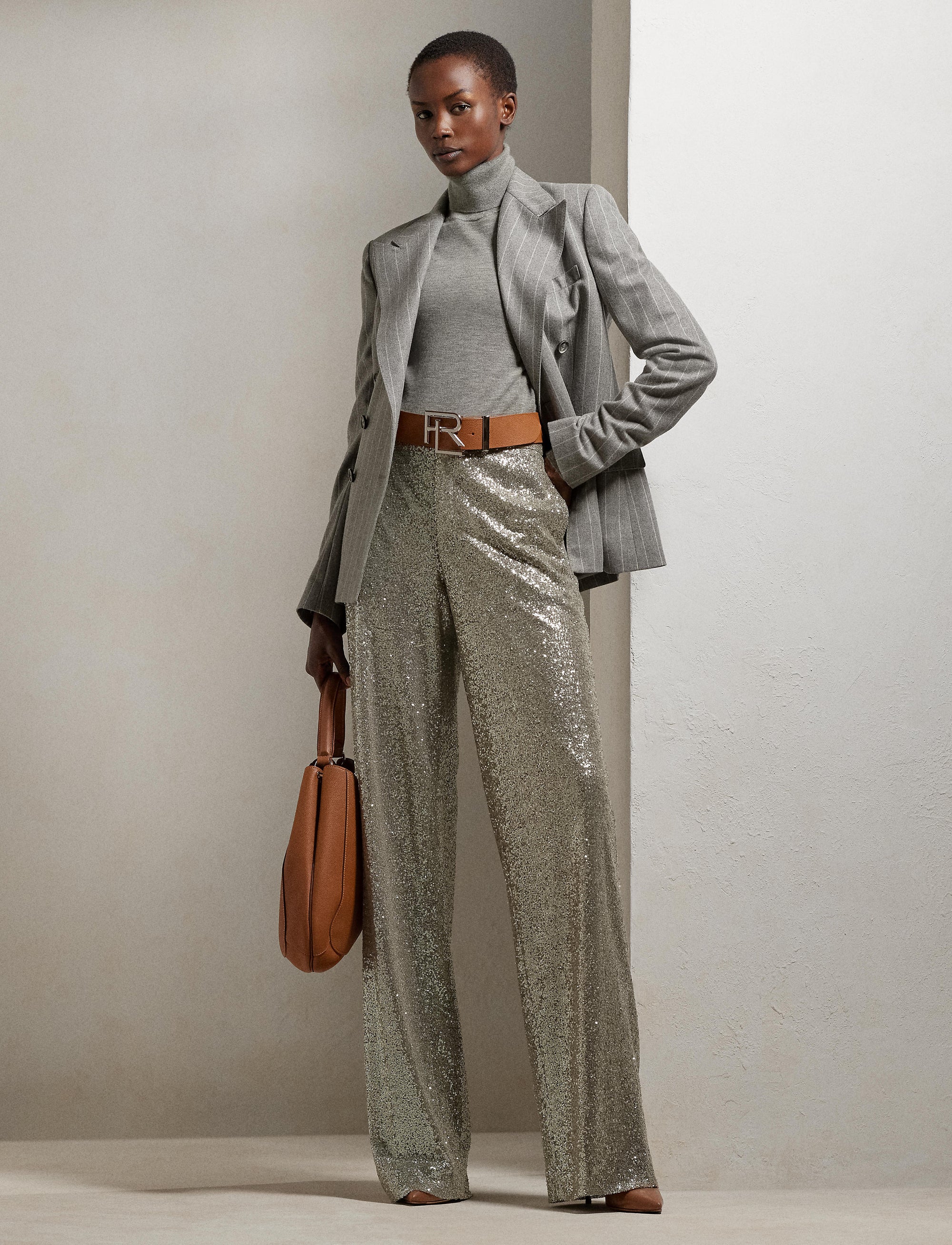 Decorated Welles wide-leg trousers - Classic Light Grey