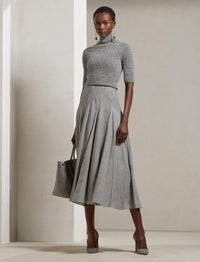 Jupe Harleigh plissée en laine - Classic Light Grey