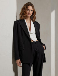Veste de smoking Shelden en crêpe de laine - Black