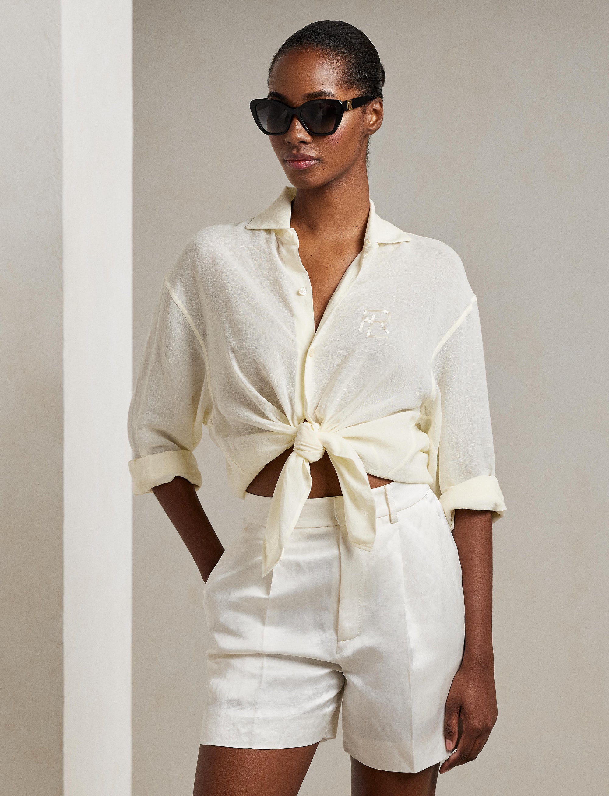 Chemise Cagney en voile de lin - Lux Cream