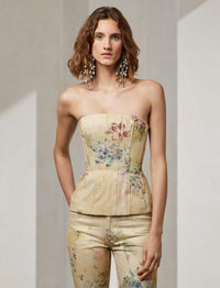 Bustier Evia fleuri en denim - Faded Floral
