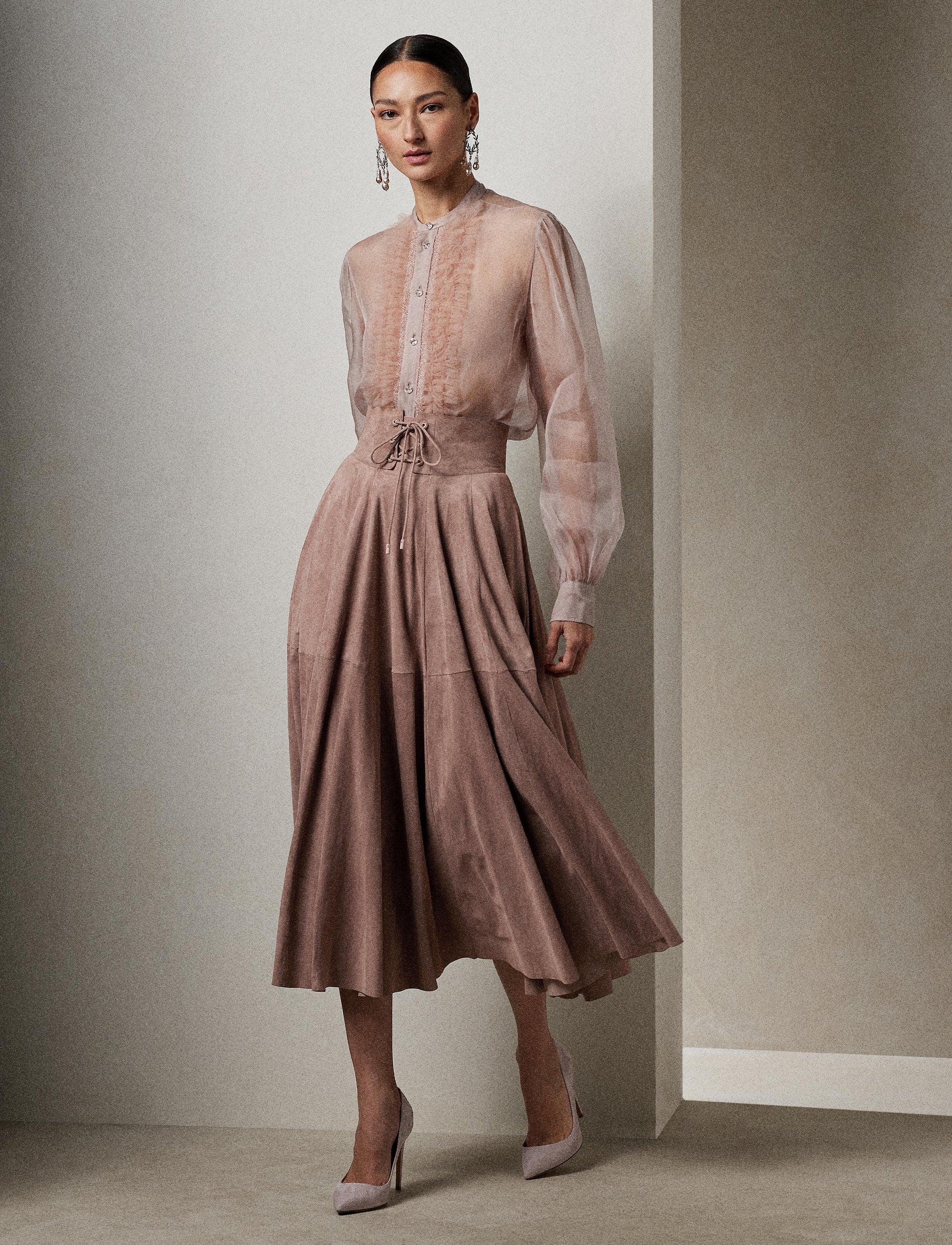 Jupe Abberton en daim - Mauve