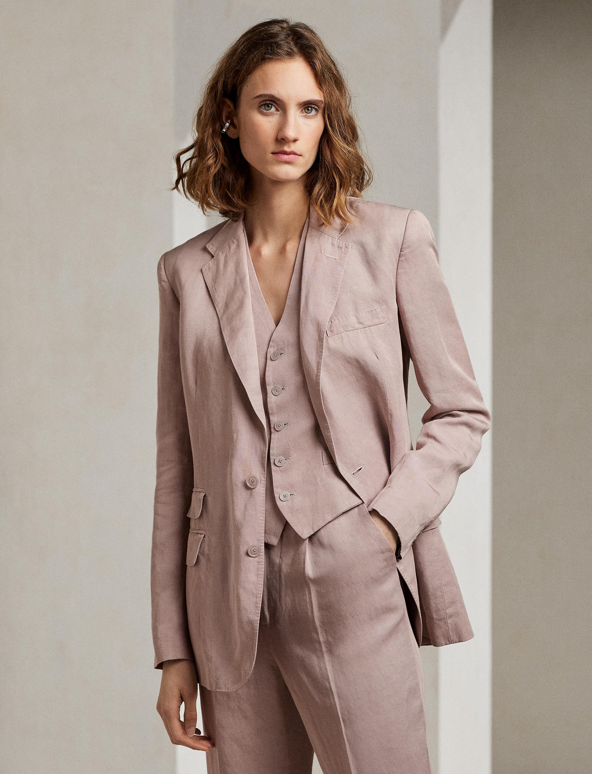 Odera jacket in mixed linen - Mauve