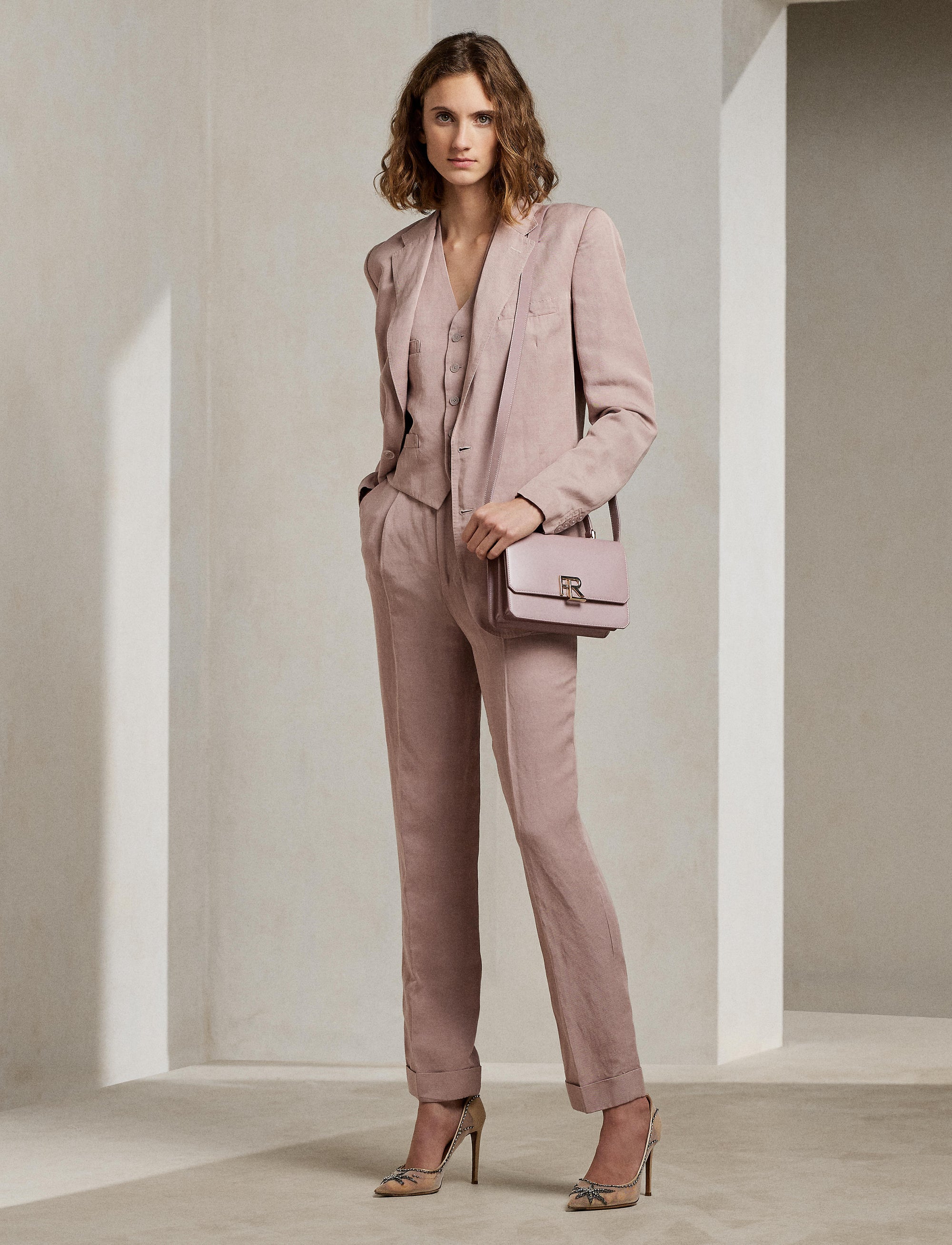 Evanne trousers in linen mix - Mauve