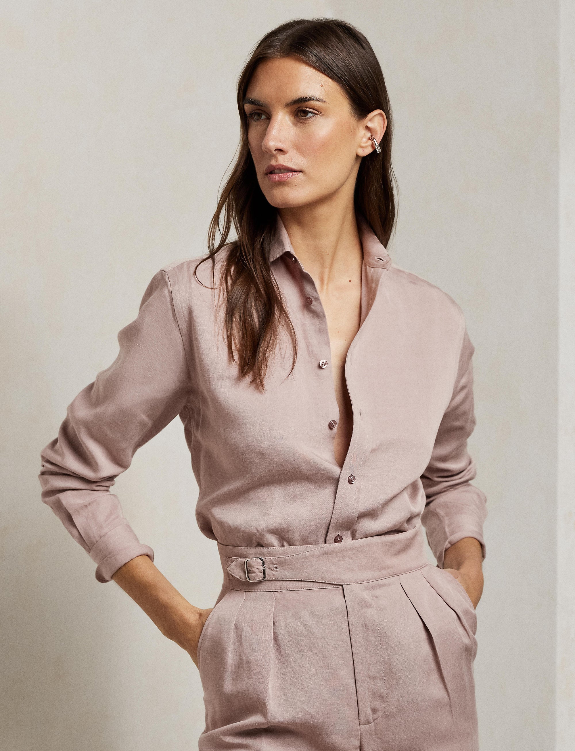 Chemise Adrien en lin Relaxed Fit - Mauve