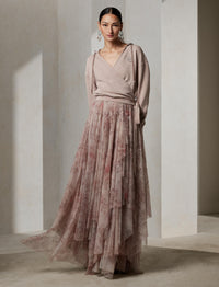 Jupe Kymberly fleurie et ornée en tulle - Light Mauve Multi