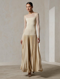 Opaque-transparent pleated jumpsuit - Butter