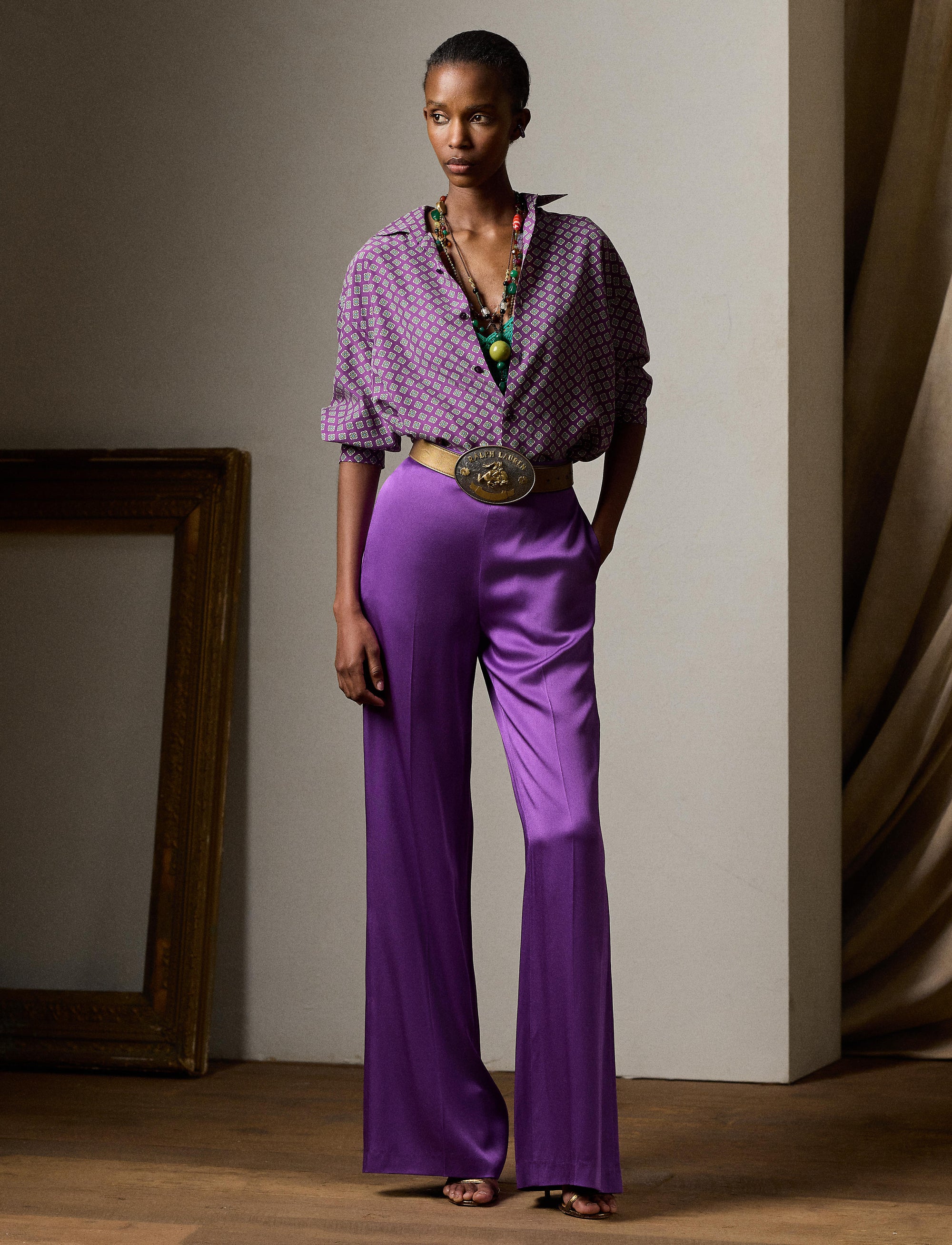 Pantalon Chevonne en satin crêpe - Bright Purple