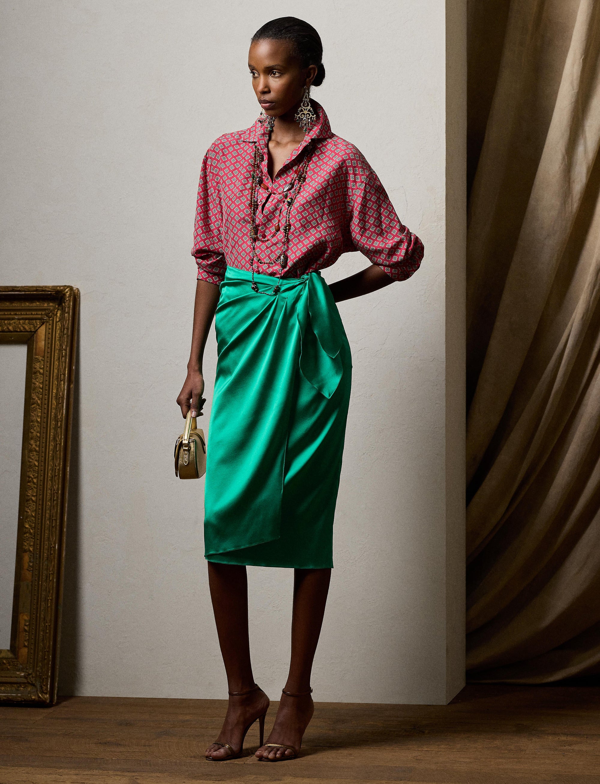 Danyelle short skirt in faded silk - Meadow