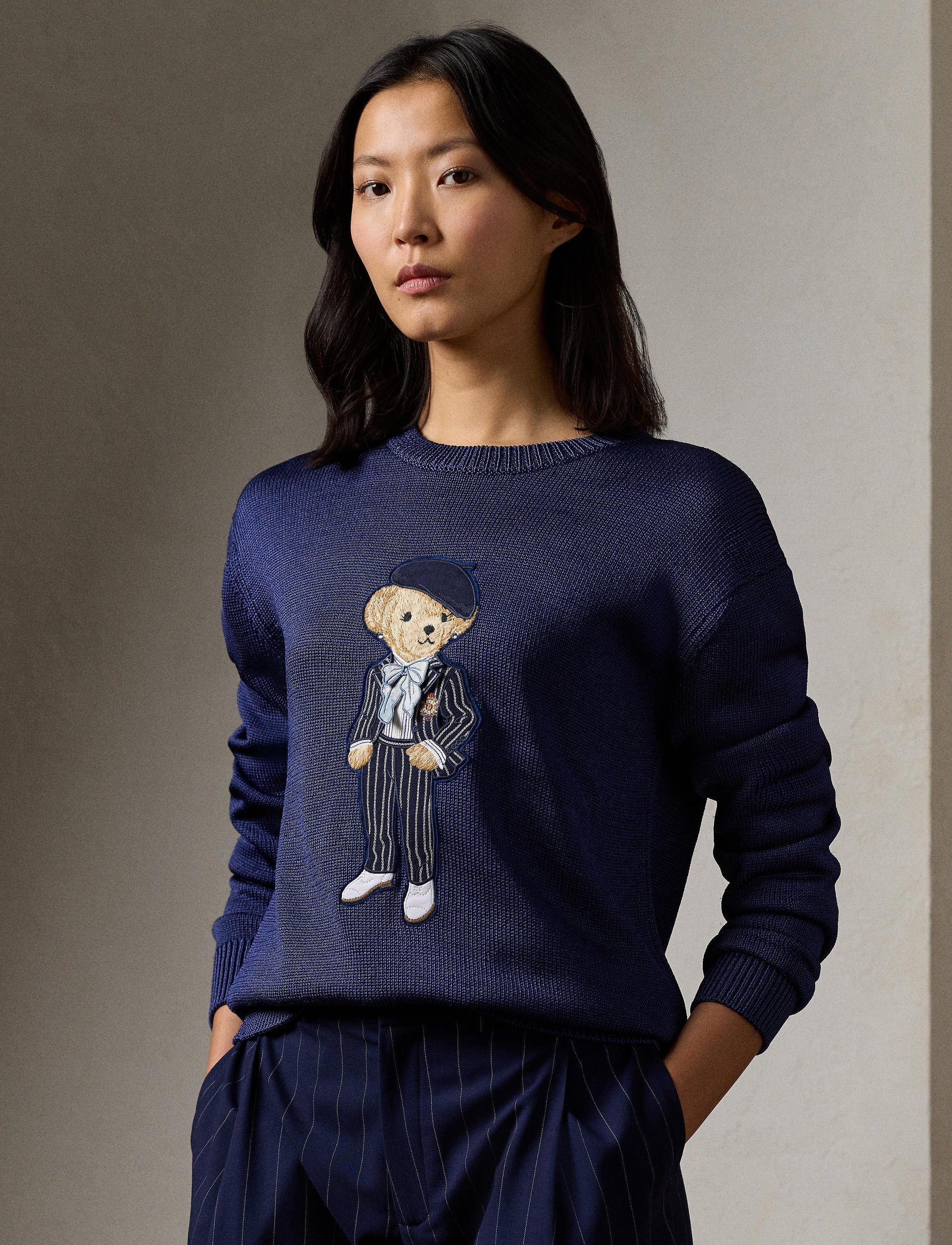 Pull Cricket Polo Bear en soie - Dark Sapphire