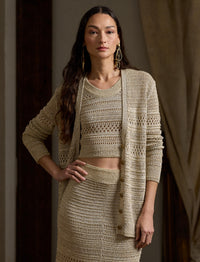 Textured sequin cardigan - Tan & Multicolour
