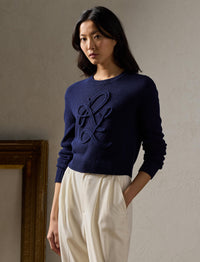 Pull RL en soie bouclée - Lux Navy