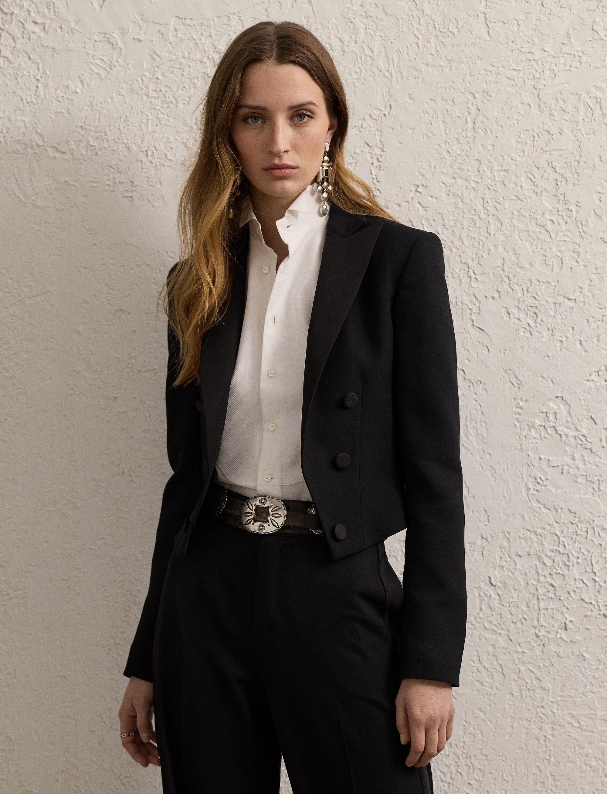 Veste de smoking Spencer en crêpe de laine - Black