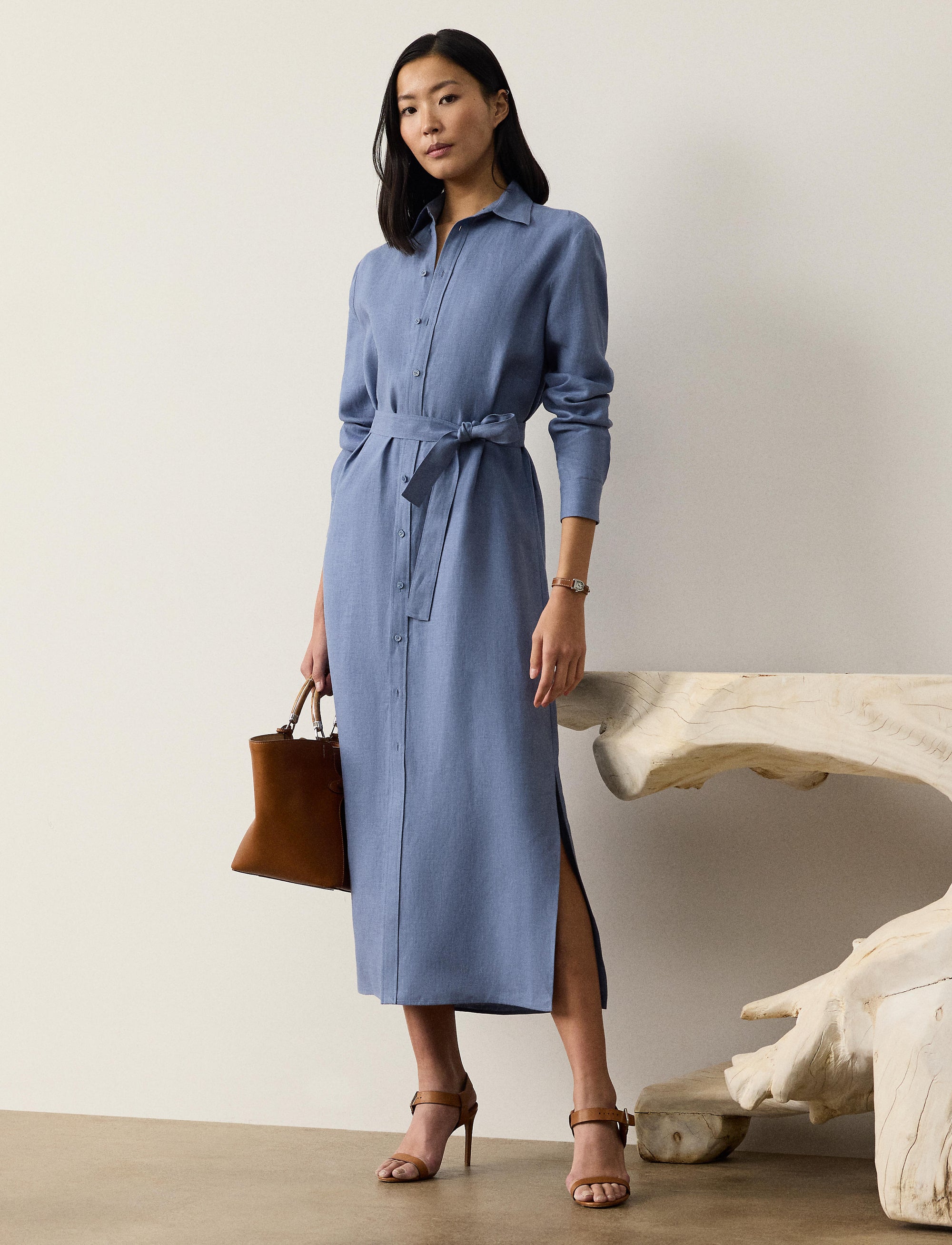 Robe Vicki en lin - Cornflower