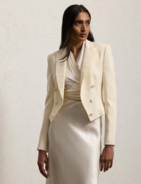 Veste de smoking Spencer en crêpe de laine - Lux Cream