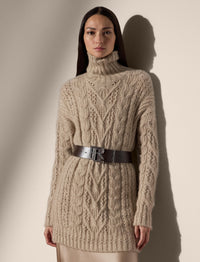 Twisted cashmere turtleneck jumper - Mineral Mouline
