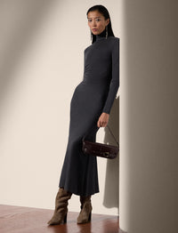 Robe col roulé jersey en laine - Medium Grey