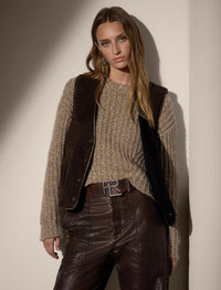 Brittani reversible wool waistcoat - Luggage Brown
