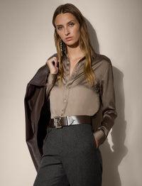 Chemise Kyle en soie - Truffle