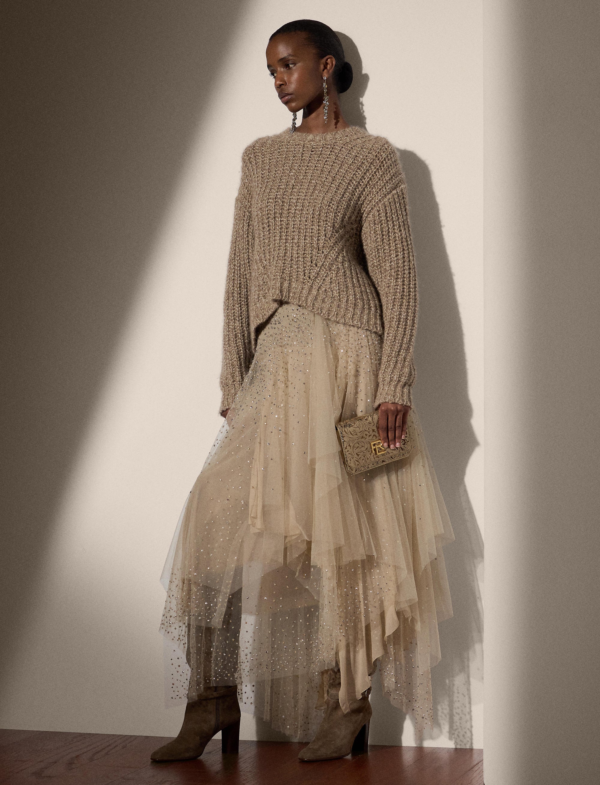Jupe Daniela décorée en tulle - Mineral