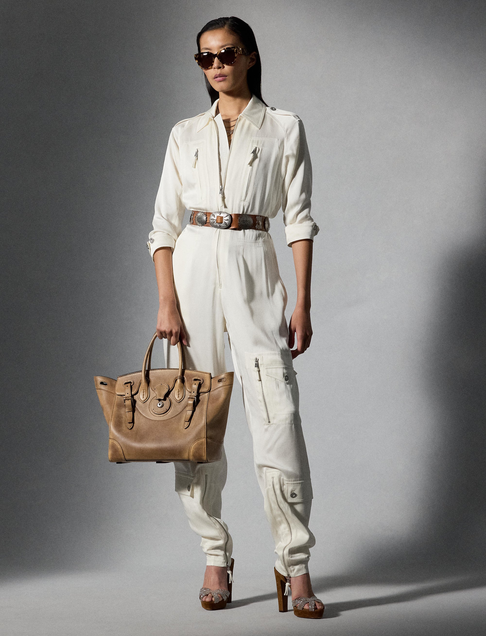 Combinaison Eve en crêpe et satin - Off White