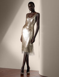 Robe de cocktail Dolley décorée en soie - Mineral
