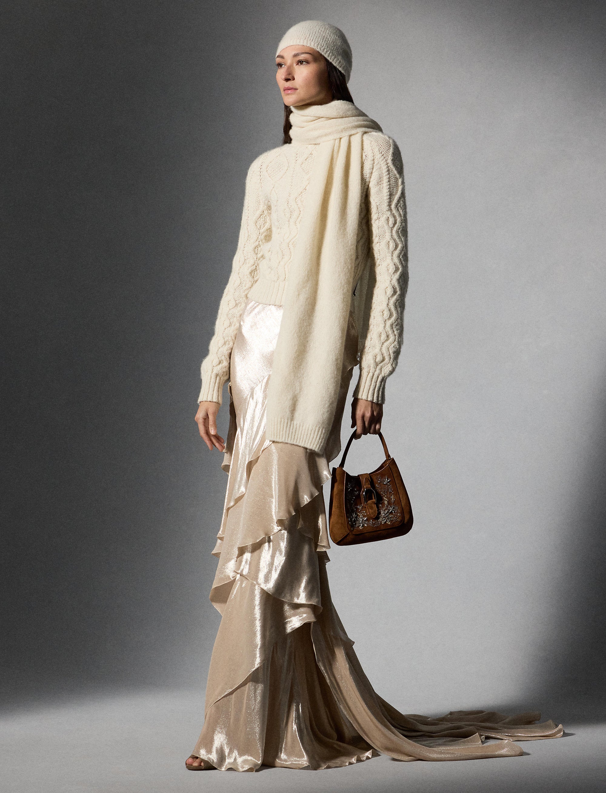 Neeva skirt in silk chiffon - Platinum