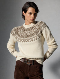 Pull tricoté main en cachemire mélangé - Classic Cream & Taupe