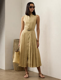 Kennedi sleeveless dress in linen - Light Sand