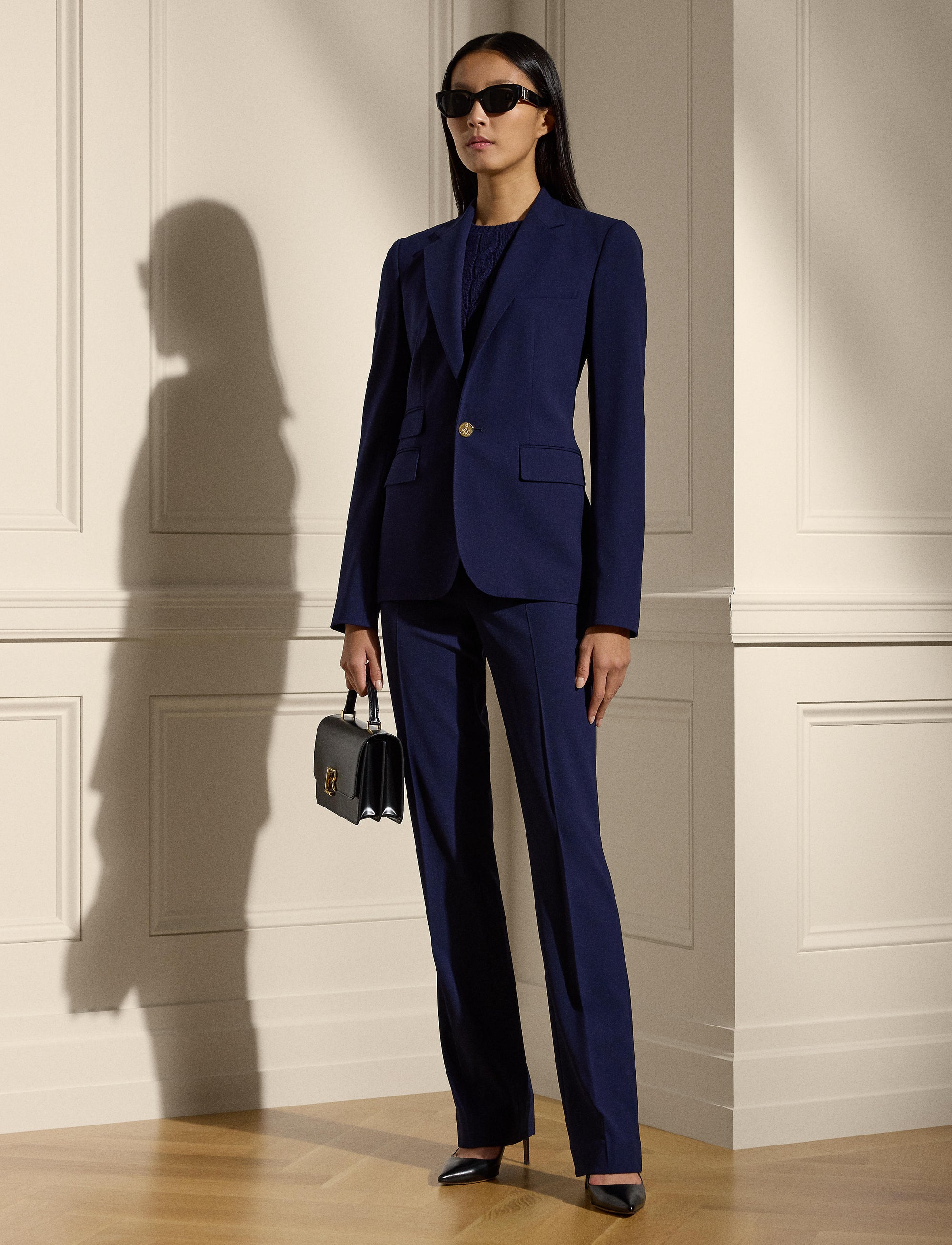 Pantalon Alandra à devant plat en laine - Bleu