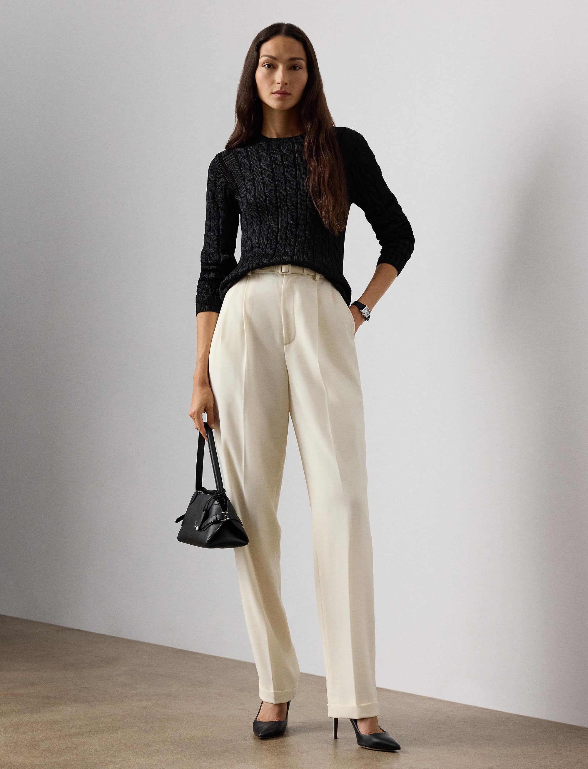 Pantalon Acklie en gabardine de laine - Lux Cream