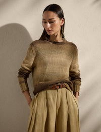 Pull col roulotté en lin mélangé ombré - Lux Tan & Multicolore