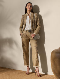 Fallon trousers decorated in cotton chino - Lux Tan