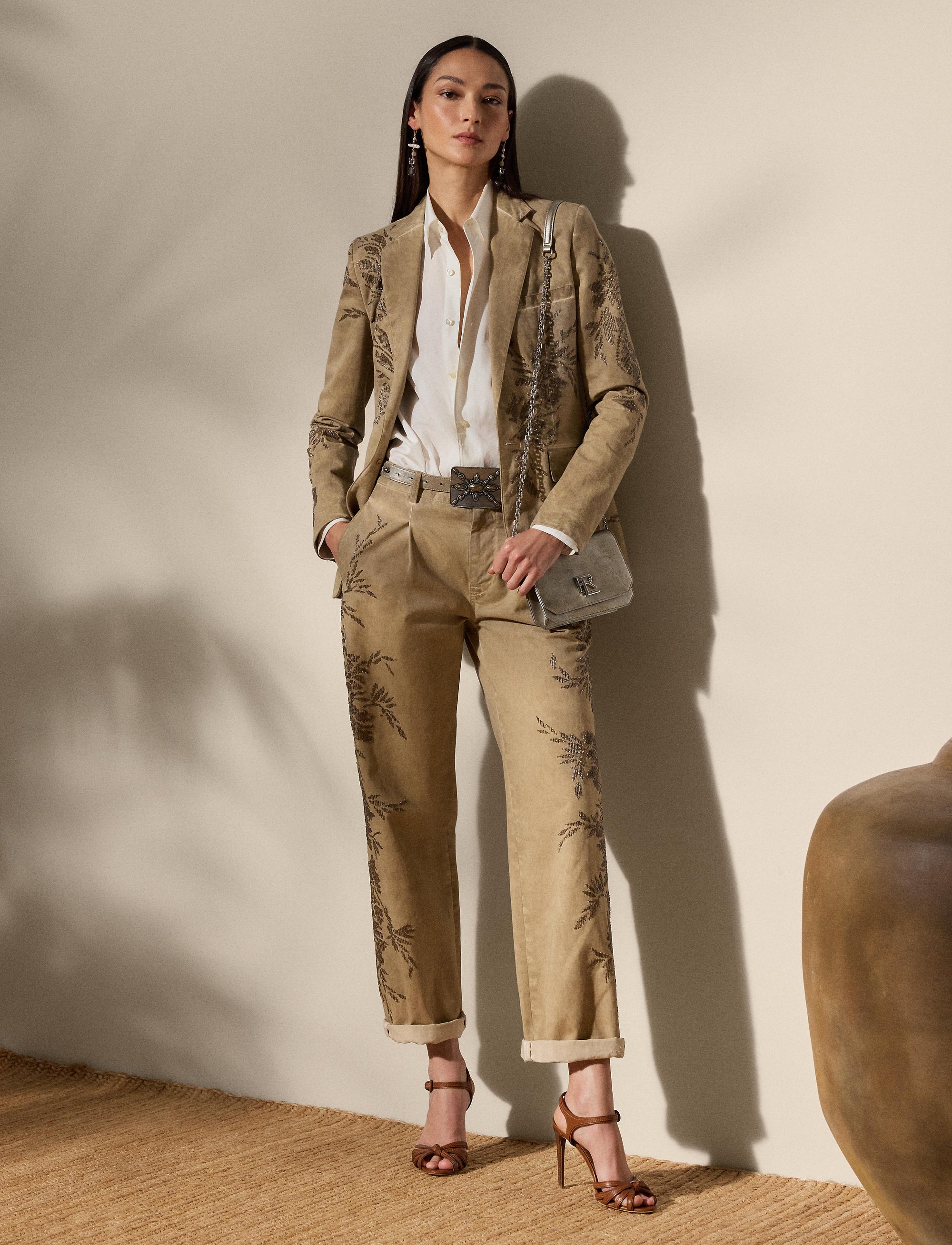 Fallon trousers decorated in cotton chino - Lux Tan