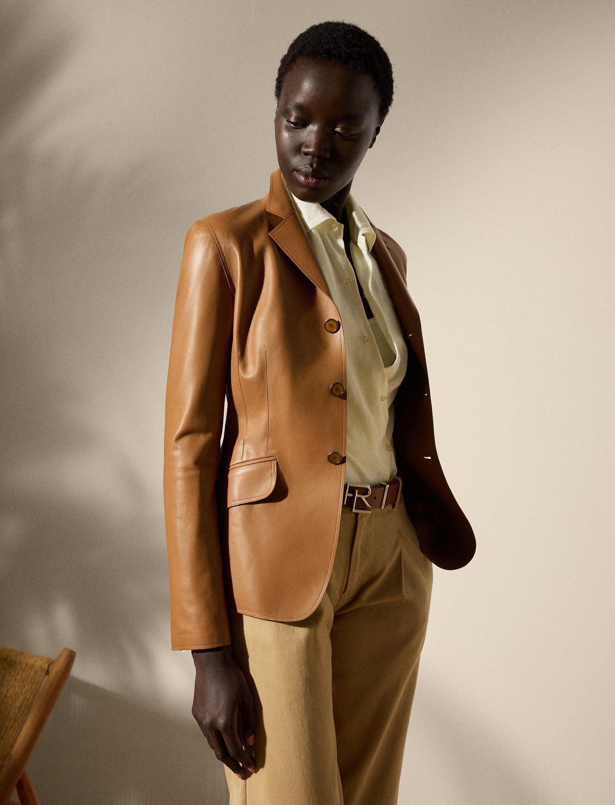 Veste Hollis en cuir - Caramel