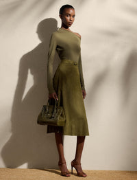 Jupe Kensley perforée en cuir - Moss