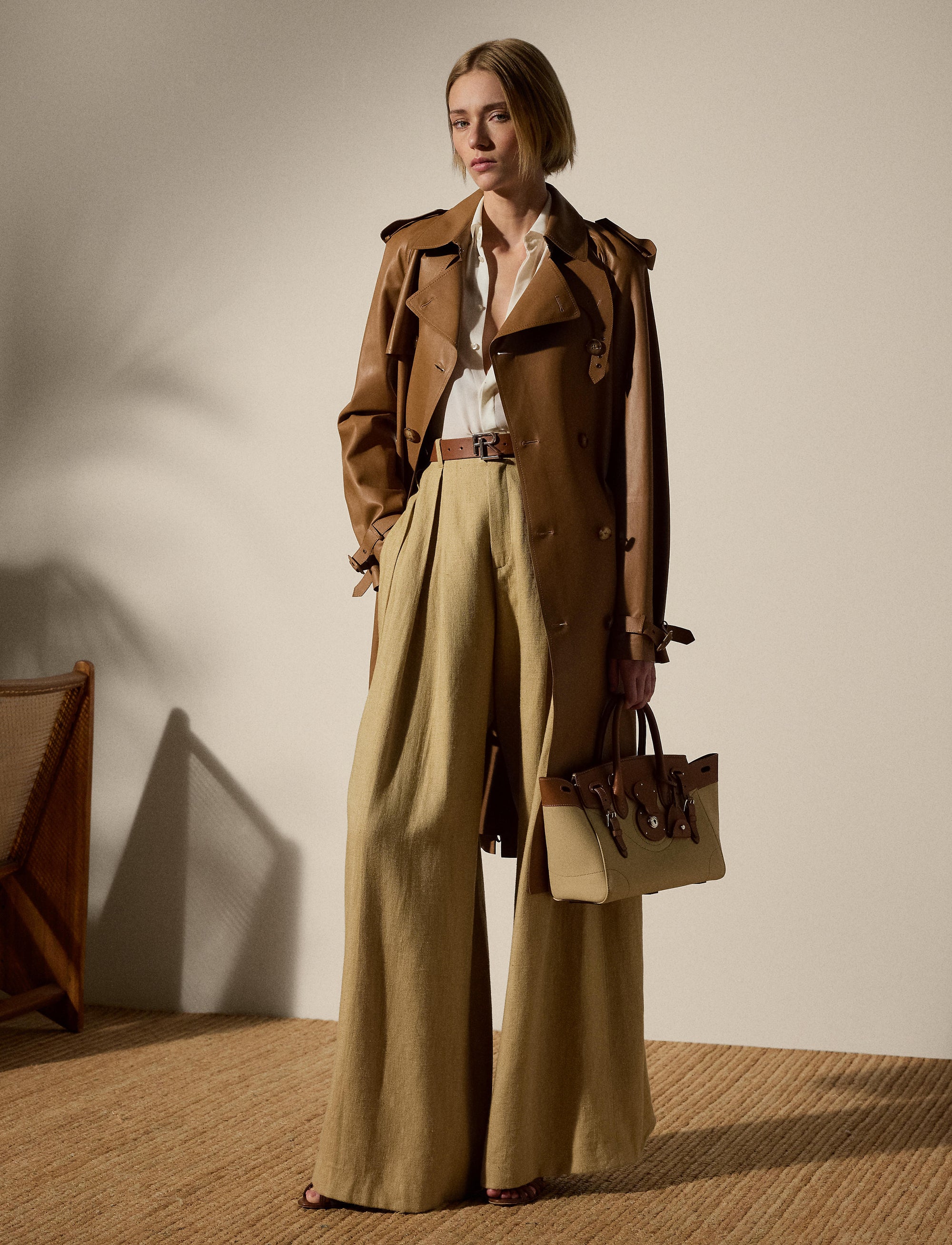 Niles leather trench coat - Caramel